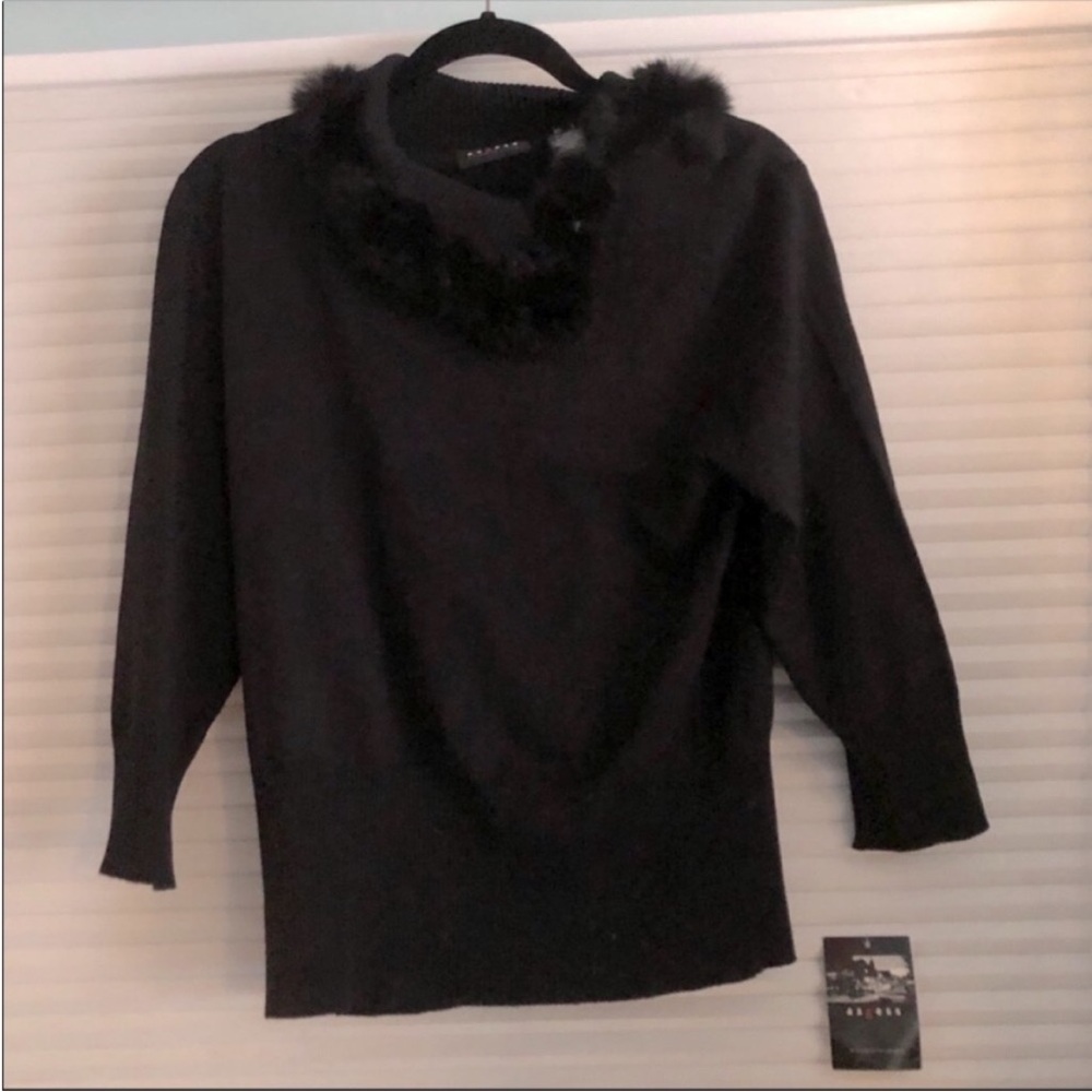 AXCESS (LIZ CLAIBORNE) Midi Sleeve Faux Fur Sweater